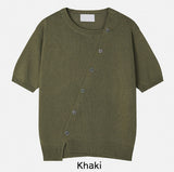 Bock Diagonal Button Linen Cardigan