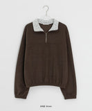 Kedon Flower Color Matching Fleece Sweatshirt