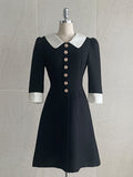 Roabi collar two-tone tweed A-line mini one piece