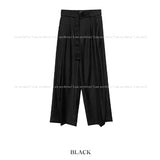 Twin pin tuck maxi wide belt slacks