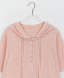 Kyujo Linen Button Hood Short Sleeve Tee - Linen 100