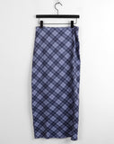Shabin Vintage Y2K Checkered Ribbon Long Skirt
