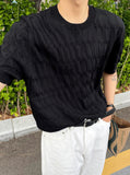Cable knit short sleeve round ver