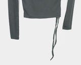 Yushi Stud Strap Unbalanced One Off Shoulder Long Sleeve T-Shirt