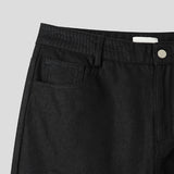 Canto Coated Black Denim Wide Pants