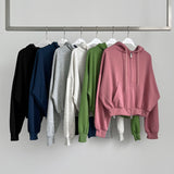 Two-Way Zipper Balloon Crop Hood Zip-Up