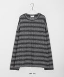 [unisex] Morfindo Gradient Stripe Damage Knit Long Sleeve Tee