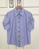 Nine Stripe Puff Short Sleeve Shirt Blouse