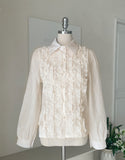 Shearling Frill Pearl Collar Blouse