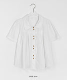 Belbo pin tuck button short sleeve blouse