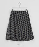 Mudori Wool Check Banding Midi Skirt
