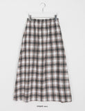 Milty banding hairy brushed check long skirt