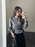 Loila Tweed Shirring Jacket Blouse