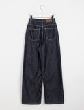 Mea stitch raw wide denim pants