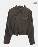 Cuhi Diagonal Button One-Pocket Collar Shirt