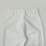 Capri Half-Length Banding Hem Slit Cotton Slacks Pants