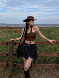 Hippie eyelet belt skirt