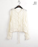 Glo Guest Look Lace Pleated String Long Sleeve Blouse