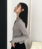 Sotten Mini Dot Polka Dot Frill Collar T-Shirt