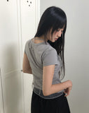 Catin Dot See-through Halter Neck Layered Short Sleeve T-Shirt
