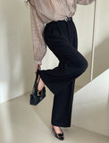 Ravet Pin Tuck Wide Slacks (Belt set)