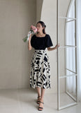 Arta Pattern Banding Flare Skirt