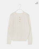 Deha Cable Henley Neck Button Long Sleeve Knit