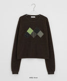 Hehen Argyle Patch Round Over Knit