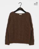 Tonk Cable Angora Loose Fit Long Sleeve Knit