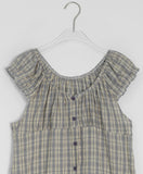 Use Check Puff Shirring Layered One Piece