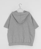 Hakanji Check Color Matching Button Hood Short Sleeve Tee