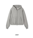 Poi Fingerhole Two-Way Brushed Hooded Zip-Up