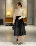 Sotime Tassel Jacquard Flared Skirt