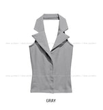Casey Collar Halter Neck Crop Top