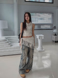 double-out pocket denim pants