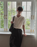 Palette Soft Collar Short Sleeve Knit