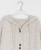 Sanco Two Button Hood Over Wool Knit Cardigan