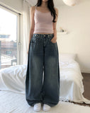 Kiny Adjust Pintuck Denim Pants
