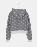 Newzing Star Color Matching Crop Long Sleeve Hood Zip-Up