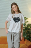 Rough Heart Crop Short Sleeve Tee
