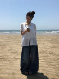 [Planning] Dazzle Side Pintuck Washing Denim Wide Pants