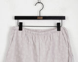 Fit Flower Embossing Ribbon Strap Banding Long Wide Pants