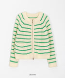 Tilda Two-Way Stripe Knit Zip-Up Cardigan