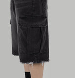 Black cargo denim trousers