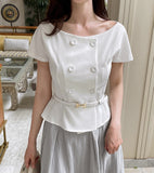 Denrua Double Button Jacket Blouse