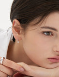 Essence Silver Moissanite Petite One Touch Earrings