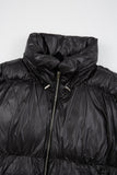 Piping shirring high-neck short padded jumper