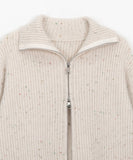 Loven two-way mix knit zip-up cardigan