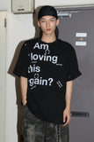 damage washing piercing t-shirt