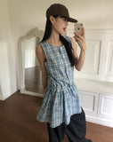 Venice Strap Sleeveless Check Mini One Piece